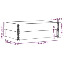 vidaXL Paletten-Aufsatzrahmen 2 Stk. Grau 120x80 cm Massivholz Kiefer