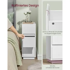 VASAGLE Schmaler Nachttisch 2er Set, mit Schubladen, wolkenweiß