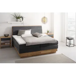 Boxspringbett OTTO PRODUCTS "Jenna", grau (ferro), B:204cm L:216cm, Komplettbetten, Boxspringbett, ohne LED-Beleuchtung, mit zertifizierten, recycelten Bezugsstoffen
