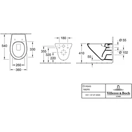 Villeroy & Boch O.novo Wand-WC mit WC-Sitz Weiß