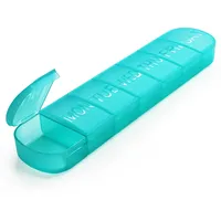 FHORAIN Tablettenbox 7 Tage, Großen Medikamentenbox Pillendose Deutsch, BPA-freier tragbarer Pillenbox für Fischöl, Medikamente, Vitamine,Nahrungsergänzungsmittel (Cyan)