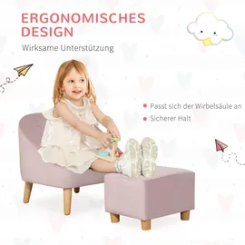 Homcom Kindersessel mit Fußhocker Eukalyptusholz 51 x 51 x 50 cm rosa