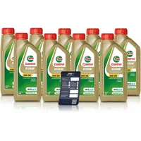 9x 1 L LITER CASTROL Edge Fluid Titanium 5W-30 C3 Motoröl inkl. Castrol Ölwechselanhänger
