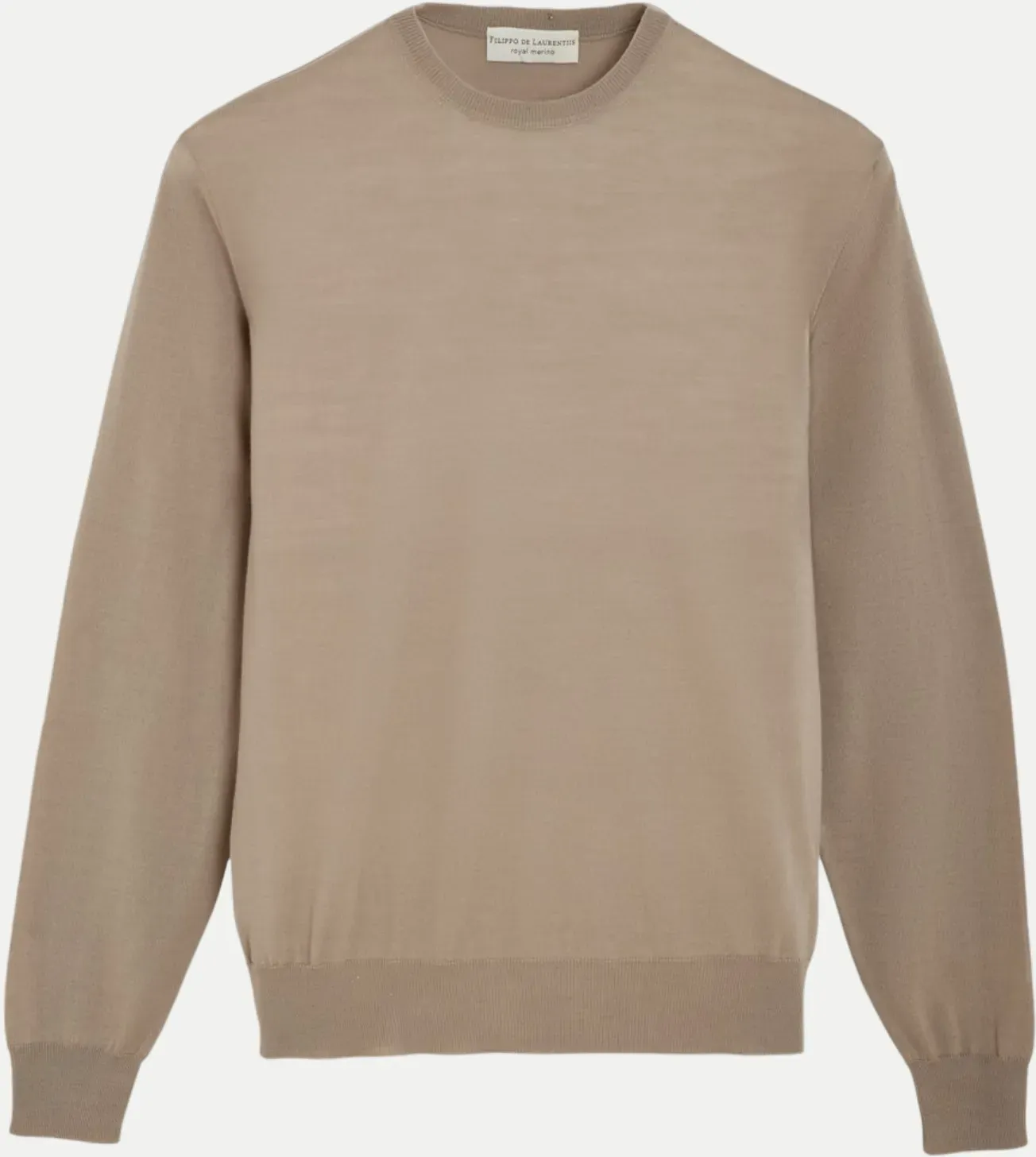 Rundhalspullover in 100% Merino Beige 56