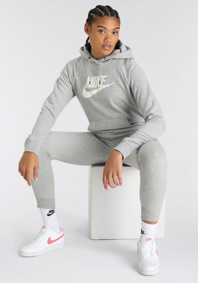 Nike Sportswear Kapuzensweatshirt ESSENTIAL WOMENS FLEECE PULLOVER HOODIE grau S (36/38)