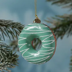 Weihnachtsbaumschmuck DONUT - Glas - inkl. Aufhänger - glänzend mit Verzierung -...