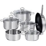 Kopf Merkur Topf-Set 6-tlg. 4 x Fleischtopf + Stielkasserolle + Bratpfanne