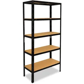 shelfplaza BLACK 200x100x40 cm Schwerlastregal in schwarz mit 5 Böden und 175 kg Traglast pro Boden