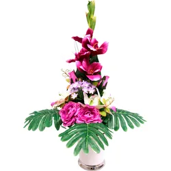 Kunstpflanze I.GE.A. "Gladiole", rosa (dunkelrosa), B:34cm H:65cm T:24cm, Keramik, Kunststoff, Polyester, Kunstpflanzen