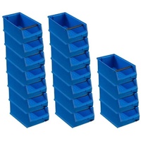 SuperSparSet 18x Blaue Sichtlagerbox 4.1 mit Griffstange | HxBxT 15x20x35cm | 7,2 Liter | Sichtlagerbehälter, Sichtlagerkasten, Sichtlagerkastensortiment, Sortierbehälter