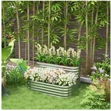 Outsunny Hochbeet Metall 118 x 45 x 30 cm Silber