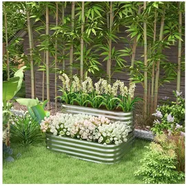 Outsunny Hochbeet Metall 118 x 45 x 30 cm Silber