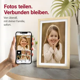Xoro CPF 10PF – 10,1 Zoll WiFi Digitale Bilderrahmen, 1920x1080 HD IPS Touch Display, 32GB Speicher, Automatische Rotation, Buchenholz, Teilen Sie Fotos sofort von überall aus