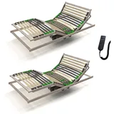 Lattenrost mit Motor Lattenrost 90x200 cm elektrisch verstellbares Kopf- und Fussteil - 2x, Lattenrost2go, Kopfteil motorisch verstellbar, Fußteil motorisch verstellbar, hochwertiger Motor zum Einstellen der Kopf, Körper und Beinposition. braun|grün