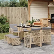 vidaXL Gartenmöbel-Set 9-tlg. Beige