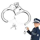 1 Stück Kinderhandschellen, Handschellen, Polizei Spielzeughandschellen, Polizeihandschellen aus Edelstahl mit 2 Schlüsseln für Rollenspiel Polizei und Räuber Kostüm und Karneval