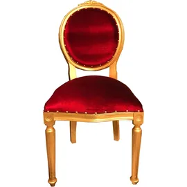 Casa Padrino Barock Medaillon Luxus Esszimmer Stuhl Bordeaux/Gold
