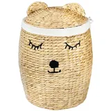 Heimtrend Aufbewahrungskorb/Spielzeugkorb/Wäschekorb geflochten [mit Deckel] - groß rund natur beige - Wasserhyazinthe Rattan - Wohnzimmer Kinderzimmer Schlafzimmer - Bär - Jetzt wählen