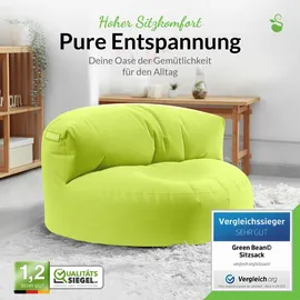 Green Bean Indoor, Hellgrün, Textil, Füllung: EPS Mikroperlen,Styroporkugeln,Styroporkugeln, Rund, 90x50x50 cm, Hergestellt in Deutschland, Gartenmöbel, Outdoor-Sitzsäcke