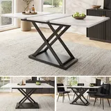 Fortuna Lai Esstisch Teleskoptisch(120-160×80cm) ,Ausziehbarer Esstisch ,platzsparender Küchentisch,Schwarz gekreuzte Eisenbeine,für Küche und ... - Weiß
