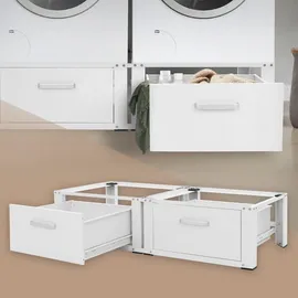 ML-Design Doppel Waschmaschinen Untergestell mit 2 Schubladen, Weiß, 128x53,5x31,5 cm