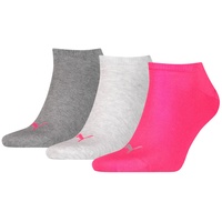 Puma Unisex Sneaker Plain 3p Socken, 6er Pack, Größe:35-38, Farbe:middle grey melange / pink 35-38