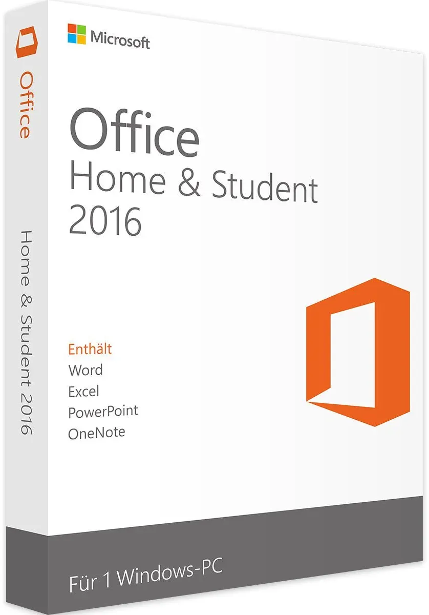 Office 2016 Home and Student - Produktschlüssel - Sofort-Download - Vollversion - 1 PC - Deutsch