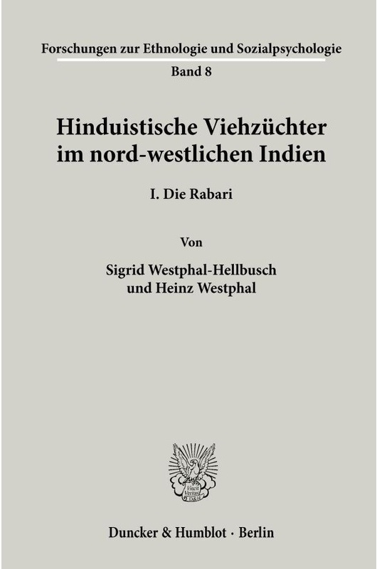 Hinduistische Viehzüchter Im Nord-Westlichen Indien. - Sigrid Westphal-Hellbusch  Heinz Westphal  Kartoniert (TB)