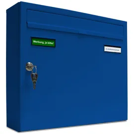 AL Briefkastensysteme Basic Wandbriefkasten RAL 5010 Enzian Blau inkl. Zeitungsfach
