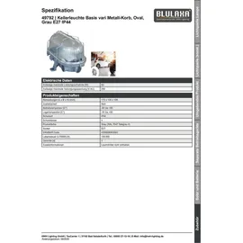 Blulaxa Kellerleuchte 1 E27 oval grau