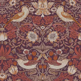 William Morris At Home Vliestapete Strawberry Thief 10 m x 52 cm Lila FSC®