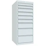 PAVOY Schubladenschrank, Höhe 1.200 mm, Schubladen 2x75 + 4x100 + 1x150 + 2x200 mm, Breite 500 mm, lichtgrau, lichtgrau