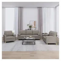 VidaXL 3-tlg. Sofagarnitur mit Kissen Taupe Stoff
