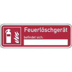 Brandschutzzeichen, Feuerlöschgerät befindet sich - ASR A1.3 (DIN EN ISO 7010) - 180x60 mm Folie selbstklebend