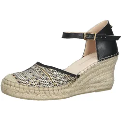 FRED DELA BRETONIERE Wedges Damen Keilabsatz-Sandalen Espadrilles 153010261 Schwarz/Beige - 41