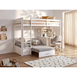 vente-unique Hochbett GOLIATH III 90 x 200 cm Kiefer massiv weiß