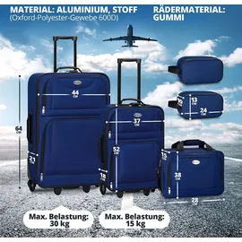 Juskys Athen Koffer-Set 5-tlg. blau