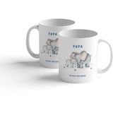 Tasse bedruckt | Kaffeebecher | Papa du bist der Beste | Elefanten | 300 ml | Motivtasse | Fototasse | Bürotasse | Lieblingstasse | Geschenk | Vatertag | Papi