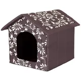 Hobbydog Hundehütte Hundehöhle Tierbett mit Reißverschlussdach, faltbar und pflegeleicht, Schaumstoffwände, wasserabweisend, 6 Größen braun R4 55x60x60 cm
