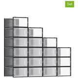 Songmics 18er-Set: Schuhboxen in Schwarz - (B)23 x (H)14,3 x (T)33,5 cm