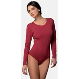 Evoni Damen-Body I Bodysuit mit Rundhals für Frauen I Langarm-Body in verschiedenen Farben I Optimale Alternative für Sport & Freizeit S Bordeaux - S
