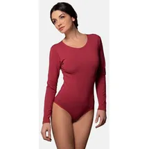 Evoni Damen-Body I Bodysuit mit Rundhals für Frauen I Langarm-Body in verschiedenen Farben I Optimale Alternative für Sport & Freizeit S Bordeaux - S