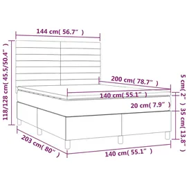 vidaXL Boxspringbett mit Matratze & LED Blau 140x200 cm Stoff