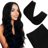 Easyouth Echthaar Tressen Zum Einnähen Schwarz Extensions Tressen Echthaar Schwarz 60 cm Sew in Weft Extensions Echthaar für Frauen 120g #1