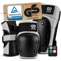 99flips schützer Set Protektoren Erwachsene Inliner TÜV - Ellenbogen, Knieschoner & Hand grau L