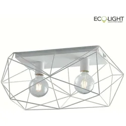 ECO-Light Deckenleuchte ABRAXAS, 2-flammig, 2*E27, max. 60W, IP20, aus Metall, in mattweiss ECO-I-ABRAXAS-PL2-BCO