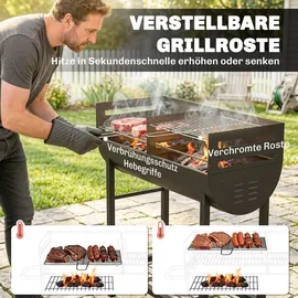 Outsunny Holzkohlegrill Grillwagen schwarz