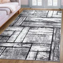 MY HOME Teppich MY HOME "Sierning" Gr. 6, grau, B:200cm H:8mm L:300cm, Kunstfaser, Teppiche, Teppich, softer Flor, Kurzflor, modernes Design, in Holz-Optik