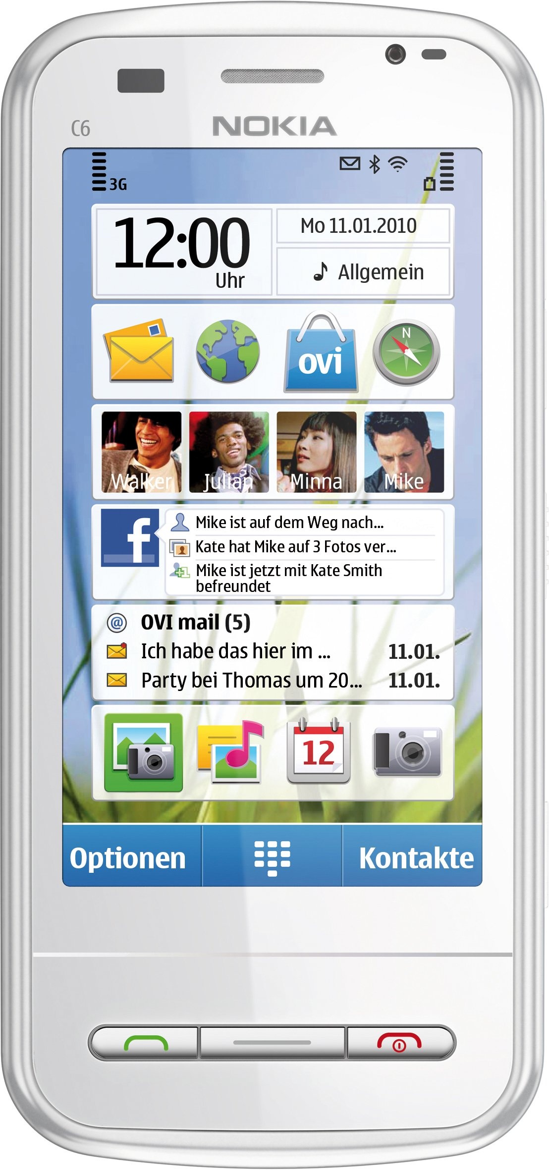 Nokia C6-00 Smartphone (8.1 cm (3.2 Zoll) Display, QWERTZ-Tastatur, Touchscreen, 5 Megapixel Kamera) weiß