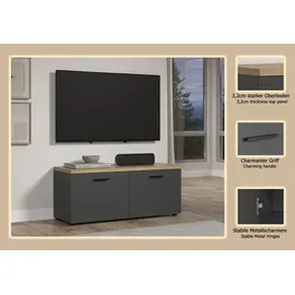 Home Affaire Bajo TV-Lowboard 120 x 50 x 40 cm Grau/Eiche Holzwerkstoff